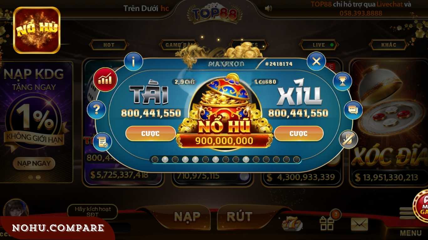 Ưu điểm khi chọn chơi Tài Xỉu Nổ Hũ tại cổng game Top88